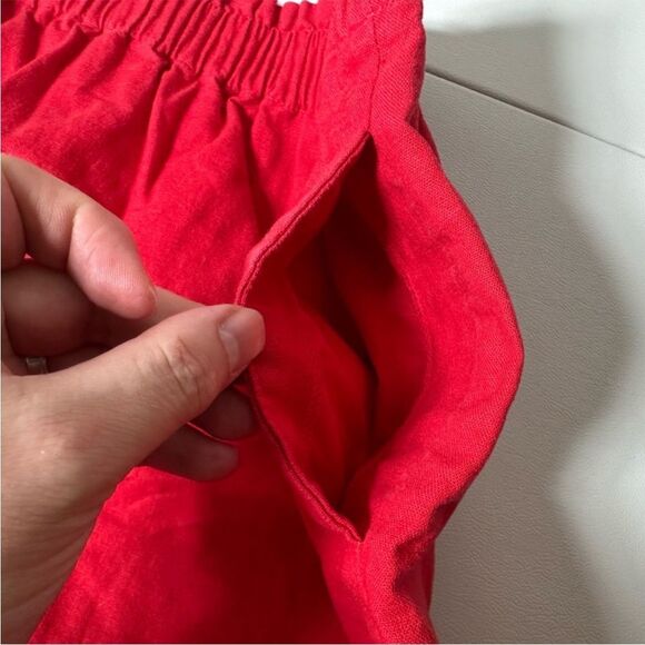 NWOT J. Crew Red Linen Blend Scalloped Sidewalk Skirt Sz. 6 - Picture 6 of 6